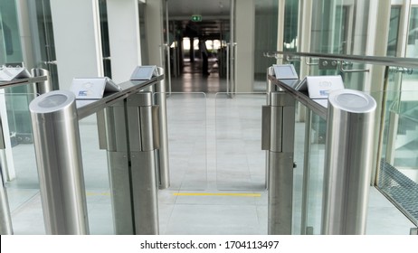 Security At An Entrance Gate For Key Card Access Control Smart Office Building