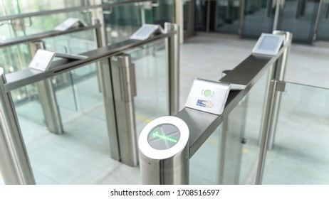 Security At An Entrance Gate For Key Card Access Control Smart Office Building