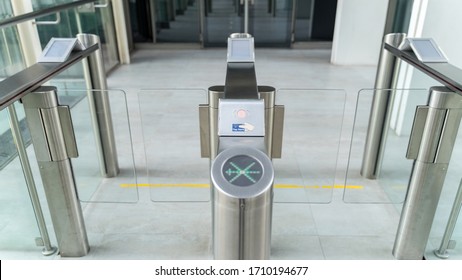 Security At An Entrance Gate For Key Card Access Control Smart Office Building