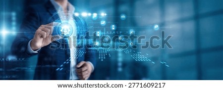A security expert's hand holds a mobile device for Access Management, managing data flow through a protected digital network system. Advanced protocols ensure a very safe workspace today.