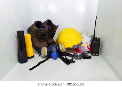 Security functions in the refinery. Always wear safety equipment and personal protective equipment. - Powered by Shutterstock