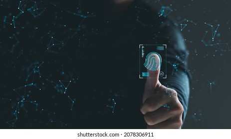 Security of future technology and Cybernetics on the Internet, finger scanning allows access to security and identification of big Data businesses, bank and Cloud Computers,AI.