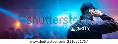 Security Guard At Club Event Or Concert. Bouncer At Night