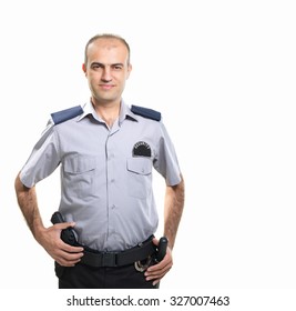 Security Guard Isolated On White Background.