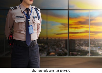 Security Guard On Modern Office Building