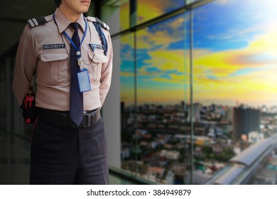 Security Guard On Modern Office Building