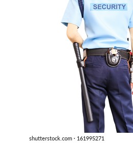 Security Guard On White Background With Clipping Path