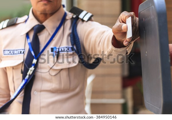 Security guard with\
opening barrier gate