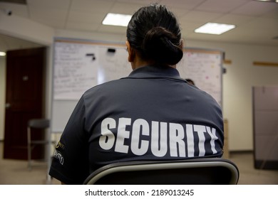 Security Guard In Uniform Is Training In Meeting Room