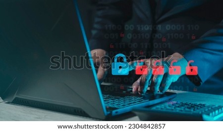 security hack Threats of data leaks and system security Red open key surrounded by blue closed Close the problem solving gap. Ethical Hacking and Professional Penetration.