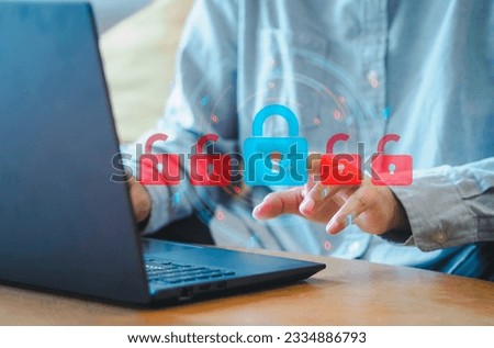 security hack Threats of data leaks and system security Red open key surrounded by blue closed Close the problem solving gap. Ethical Hacking and Professional Penetration.
