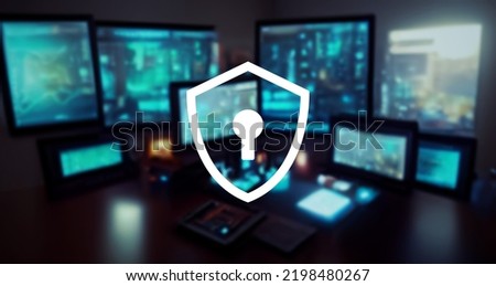 security icon, pc monitor background