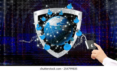 Security Internet technologies concept of global business or social network connection