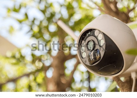 Security IP CCTV camera using solar energy install on the tree for home security system