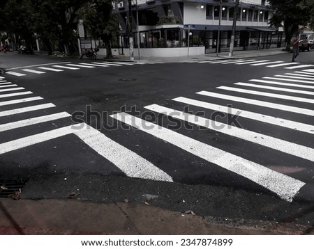 Road crossing with wide crosswalk in the USA