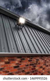 Security Light Mounted On A Factory Unit Wall