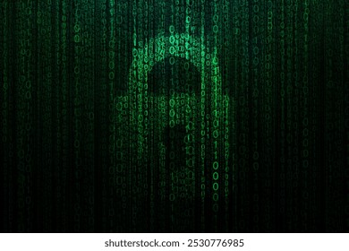 Security lock with green code on dark background, cyber security concept. Matrix and protection. Internet security. Crypto encryption