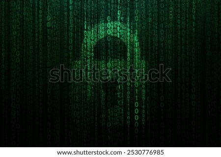 Security lock with green code on dark background, cyber security concept. Matrix and protection. Internet security. Crypto encryption