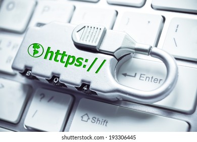 security lock with https on computer keyboard