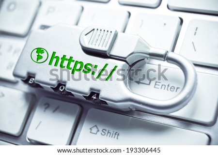 security lock with https on computer keyboard