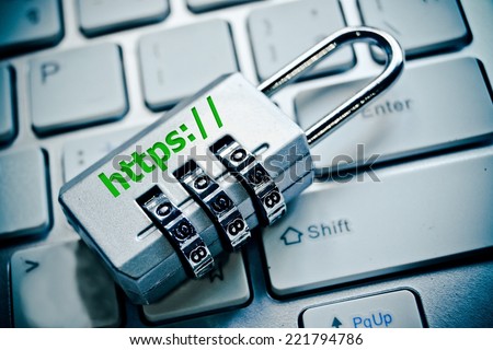 security lock with https on computer keyboard