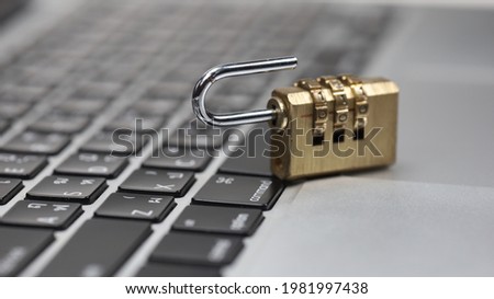 security lock on black computer keyboard , computer security concept