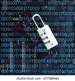 IT Security - security lock on computer circuit board  computer security concept