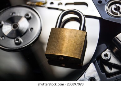 A Security Lock On Computer Hard Disk / Computer Data Encryption Security