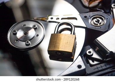 security lock on a computer hard disk