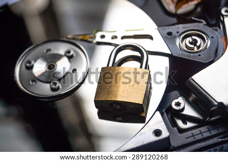 security lock on a computer hard disk