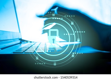 Security lock on a computer keyboard by keys /Information Security System, random password hacking concept