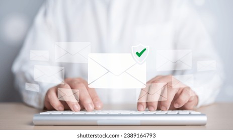 Security monitoring threat protection on the network, protection data from spam virus by notification in internet email letter, junk or trash mail and compromised information. Cybersecurity awareness. - Powered by Shutterstock