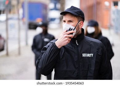 Security Officer Staff Or Bodyguard Protection In Face Mask