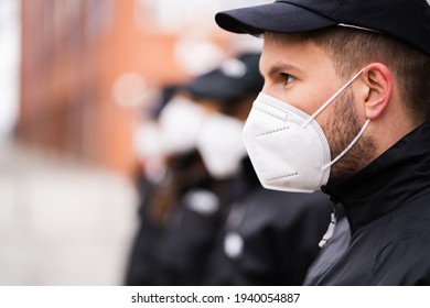 Security Officer Staff Or Bodyguard Protection In Face Mask