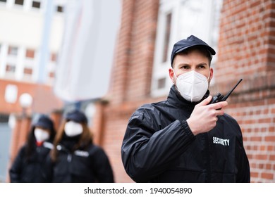 Security Officer Staff Or Bodyguard Protection In Face Mask