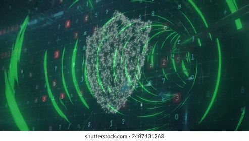 Security padlock icon and cyber security data processing against glowing tunnel in seamless pattern. Cyber security and business technology concept - Powered by Shutterstock