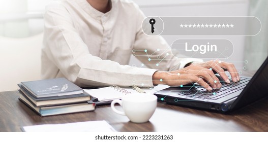 security protection data alert with businessman using laptop with password lock, Security protection data concept - Shutterstock ID 2223231263