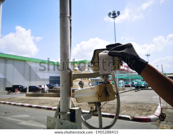 Security Scans Front Cctv Before Entering Stock Photo 1905288415 ...