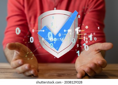 A security Shield concept, data protection  Shield with dots and lines connection