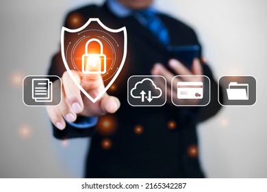 Security technology business and network. Cyber Threats and security of information technology systems. Proactive security life cycle against cyber crime in business. Security icon on virtual display. - Shutterstock ID 2165342287