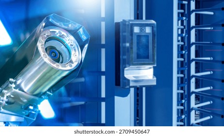Security technology integrates a surveillance camera with biometric access control, enabling automated identity verification and monitoring at restricted entry points.