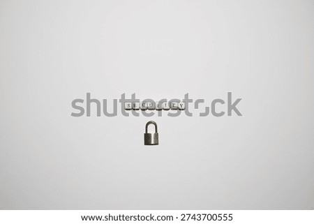 Security text above a padlock representing encryption, confidentiality, and digital safety.