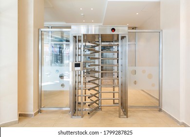 Security turnstiles revolving door with bars and  electronic access control