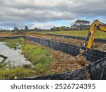 Sediment control silt fence installed to stop run off