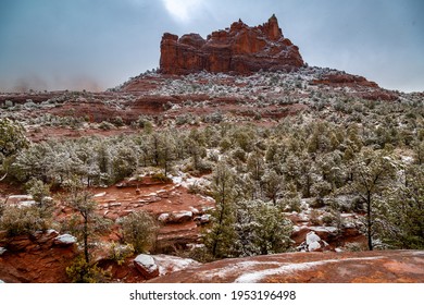 Sedona Arizona With Fresh Winter Snow.