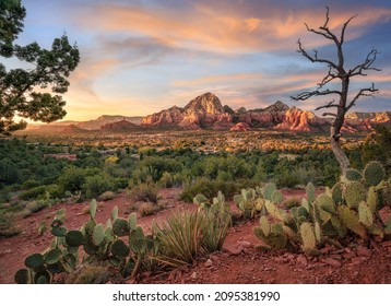 Sedona Arizona With Red And Orange Sunset