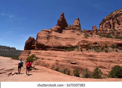 Sedona, AZ - March 10, 2020: Famous Broken Arrow Pink Jeep Tour.