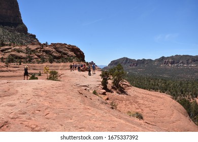 Sedona, AZ - March 10, 2020: Famous Broken Arrow Pink Jeep Tour.