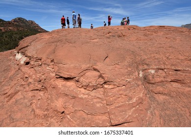 Sedona, AZ - March 10, 2020: Famous Broken Arrow Pink Jeep Tour.