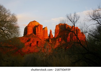 Sedona Red Rock Formation At Sunset